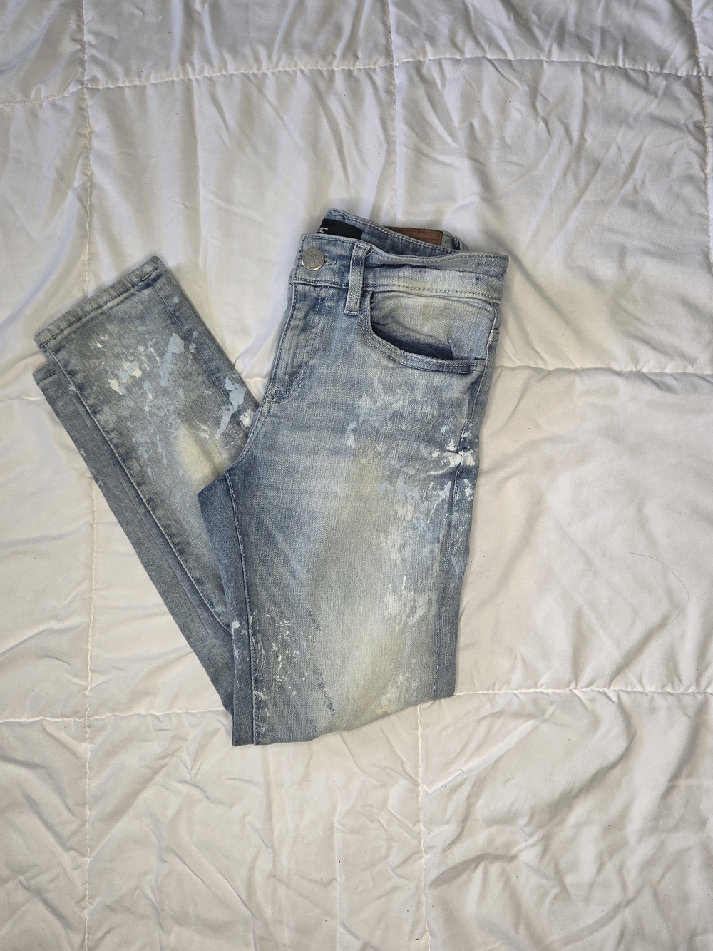 Jordan Craig Kids Size 10 Light Wash Paint-Splatter Skinny Jeans